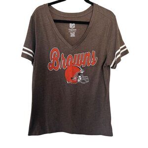 Cleveland Browns Team Apparel Women's V-Neck T-Shirt - Brown Size XL